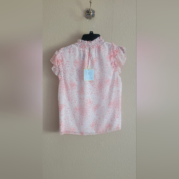 CeCe Elastic Neck Flutter Sleeve Blouse - Picture 2 of 8